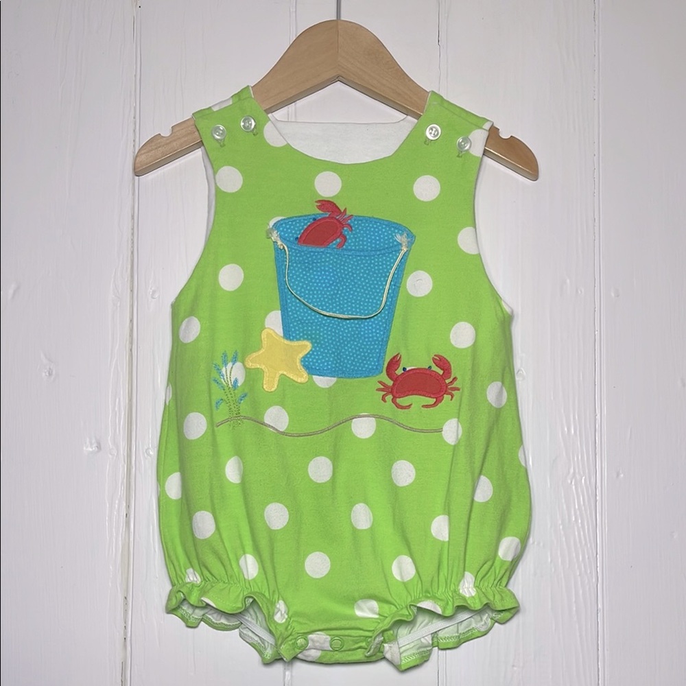 THE BAILEY BOYS EUC Polka Dot Beach Sand Bucket Ocean Appliqué Bubble
